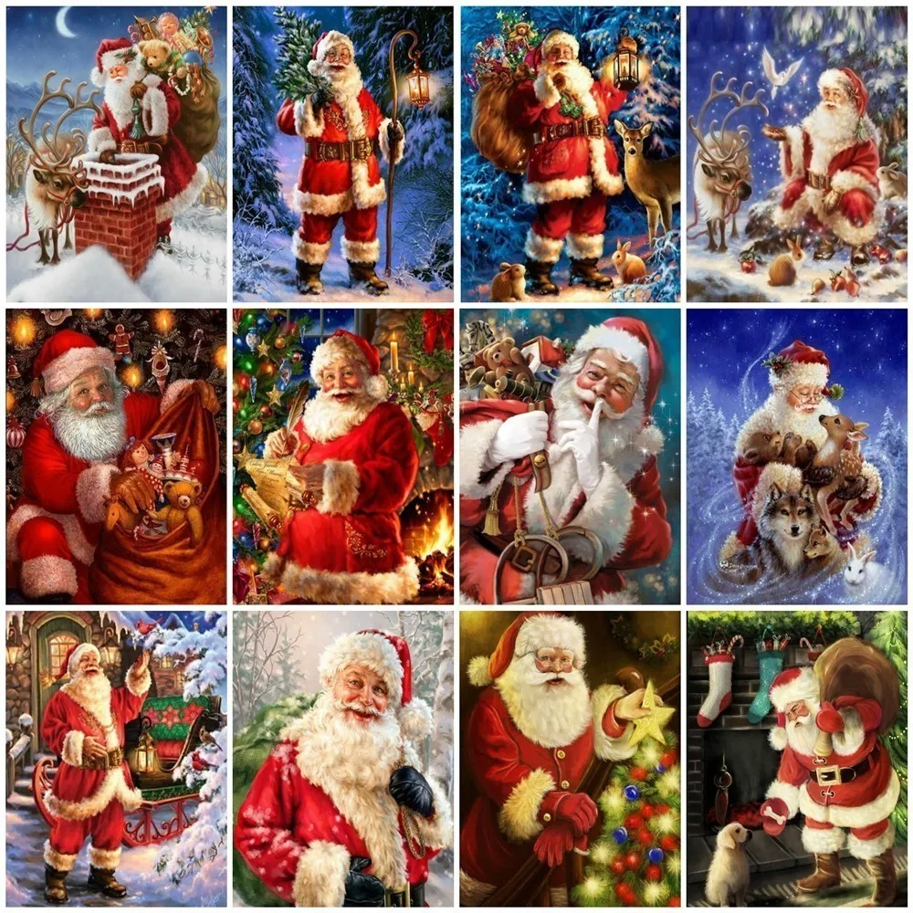 Картины по номерам Санта-Клаус картины DIY Безрамная Краска на холсте Ручная Краска ed масляная краска для рисования Рождественский подарок