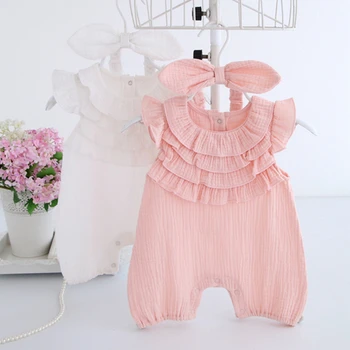 

Pretty Newborn Infant Baby Girl Clothes Soft Ruffle Romper Jumpsuit Clothes Outfits Summer Outfits Jumpsuit Headband