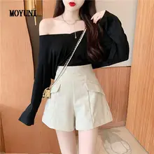 

All-match Casual Black Pu Leather Shorts Women Wide Leg Slim High Waist Retro Pantalones Cortos De Mujer Plus Size Street