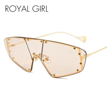 

ROYAL GIRL Unique Sunglasses Women Vintage Brand Designer Diamond nail one piece Sun Glasses Female Oculos Eyewear UV400 ss478