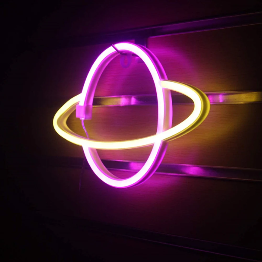 LED Neon Sign Lamp Universe Panel Wall Light Battery Powered  Hanging Wall Light For Home Party Room Bar Lighting Decoration f