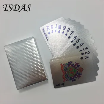 

Mosaic Silver Poker Cards with 52pcs Cards & 2 Jokers Silver Plated Playing Card As Wedding Return Gift Drop Shipping