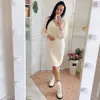 HLBCBG V Neck Long Sleeve Sweater Dress Women Autumn Winter Loose Tunic Knitted Casual Clothes Above Knee Mini Solid Dresses ► Photo 2/6