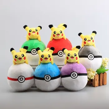 

6pc/set Kawaii Pikachu ball Cartoon Anime plush toys doll stuffed animals Pendant Toys Children Kids Birthday Gift