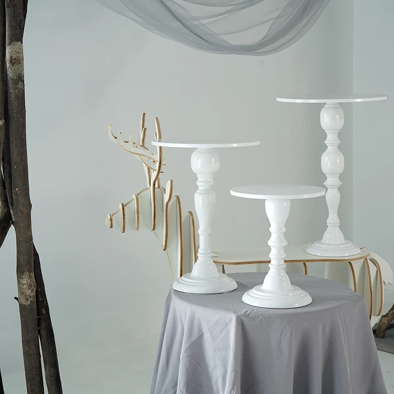 

High Feet Cake Stand Candle Holder 8/10/12 Inch White Wedding Cake Table Decorating Party Suppliers For Fondant Dessert