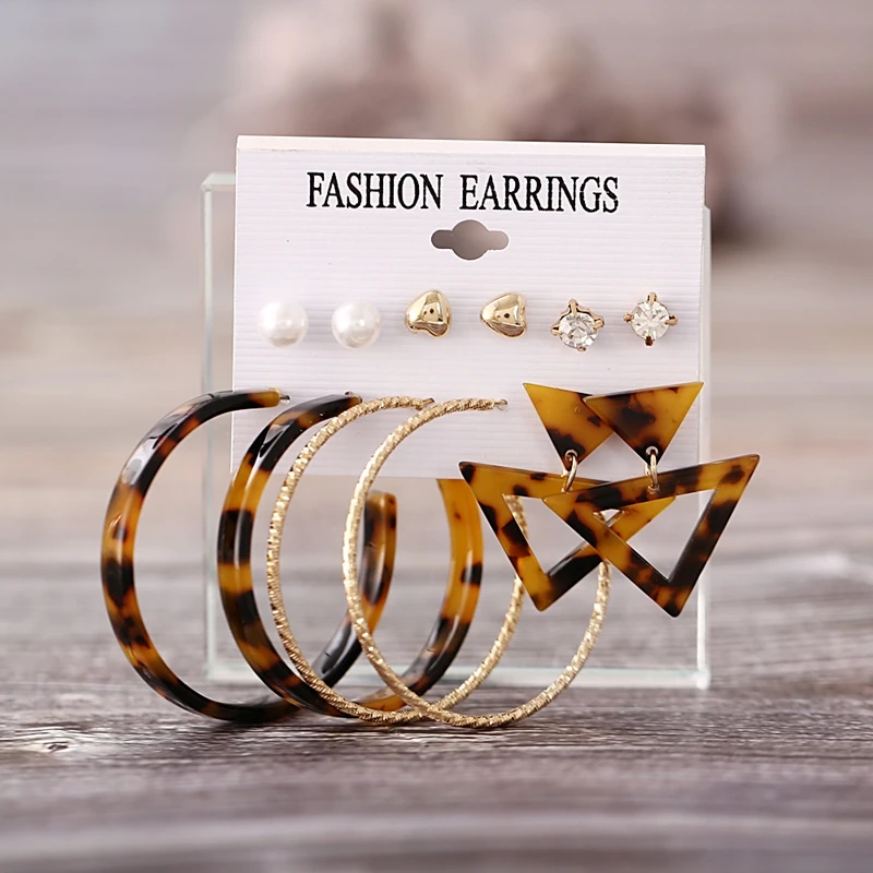 

Trency Acrylic Crystal Earrings For Women Bohemian Korean Pearl Stud Earrings Set 2019 Brincos Jewelry