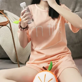 

Smiley Pajamas Women's Summer Short-sleeved Shorts Homewear Set Korean-style Crew Neck Spring and Summer Thin Pajamas