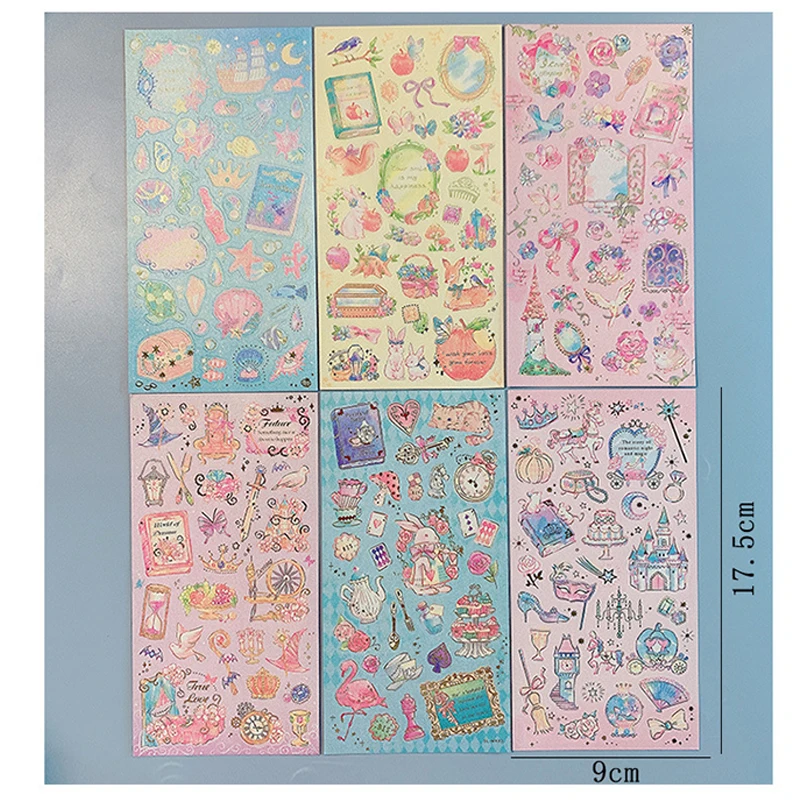 

6 styles Fairy tales castle Stickers Self Adhesive Stickers DIY Pattern Stickers Photo Scrapbooking for iPhone/computer kids toy
