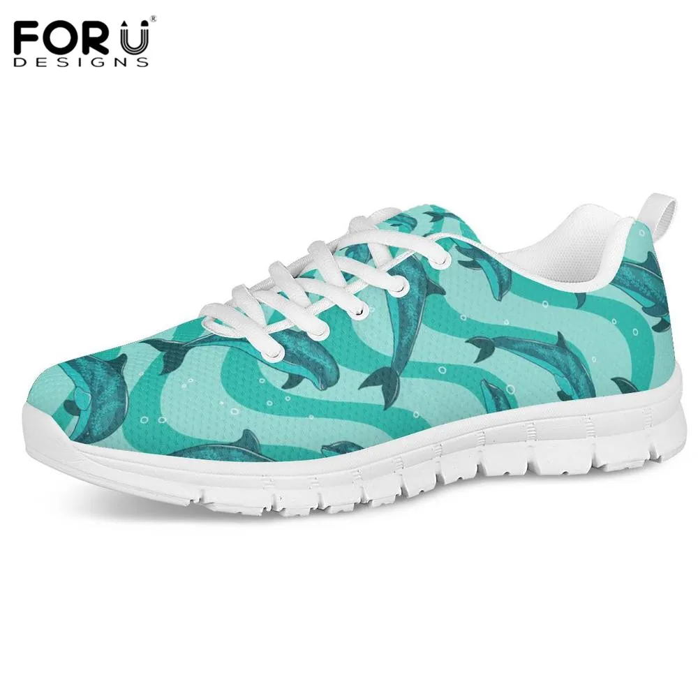 

FORUDESIGNS Dolphin Wave Printing Ladies Casual Slip On Loafer Shoes Female Lightweight Trainers Mesh Sneakers Zapatillas Mujer