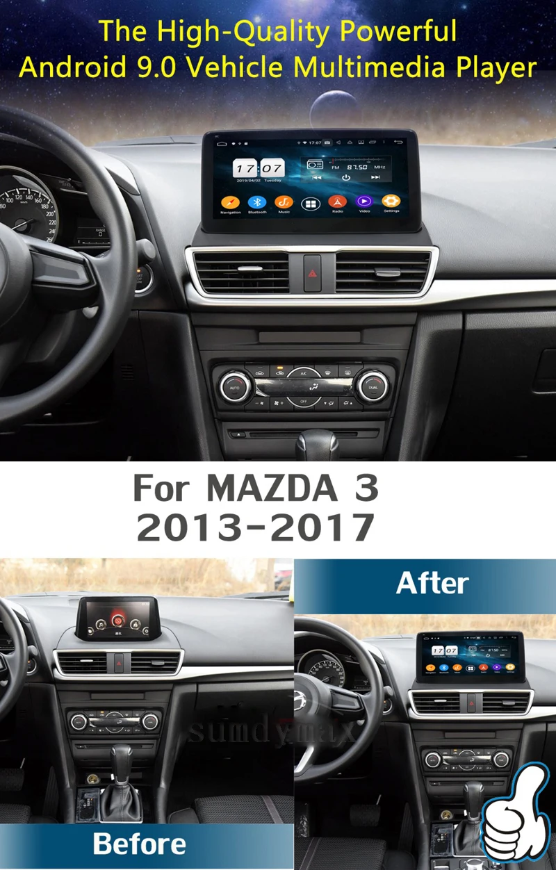Clearance Android 9.0 octa core car dvd player for MAZDA 3 2013-2017 with 10.25inch touch screen gps navigation audio head unit wifi 4