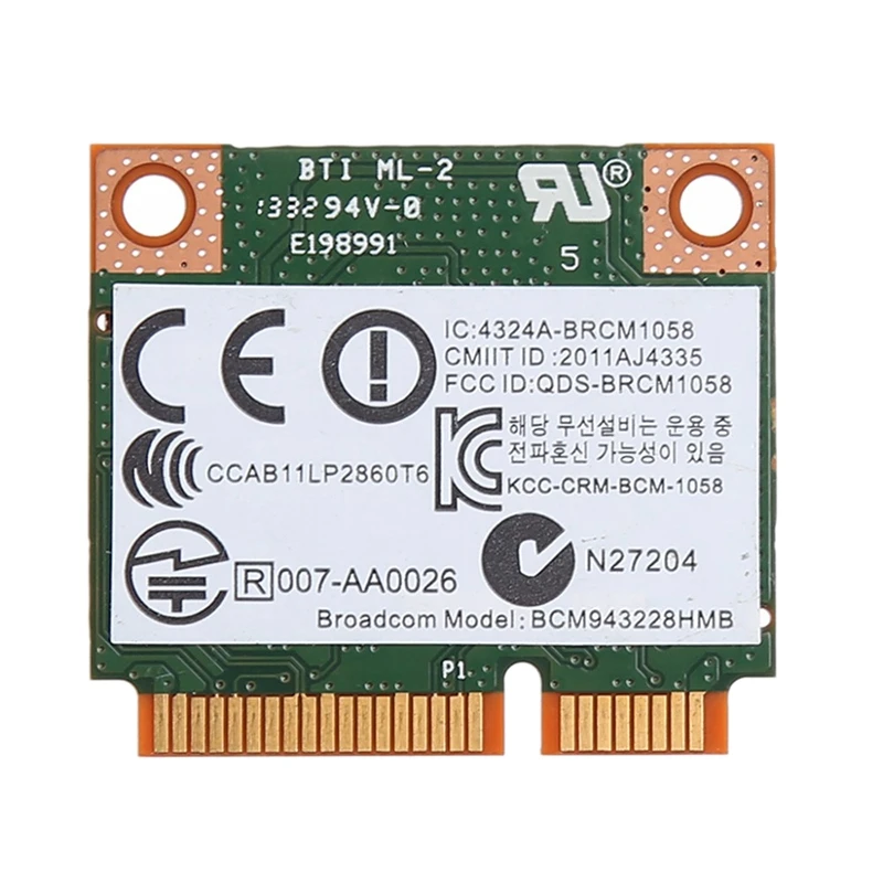 Dual Band 2.4+5G 300M 802.11A/B/G/N Wifi Bluetooth 4.0 Wireless Half Mini Pci-E Card For Hp Bcm943228Hmb Sps 718451-001 | Компьютеры и