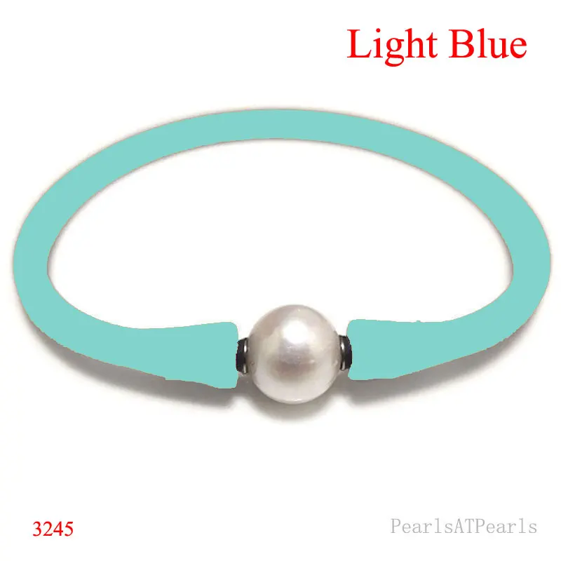 7.5 inches 10 11mm One AA Natural Round Pearl Light Blue Elastic Rubber