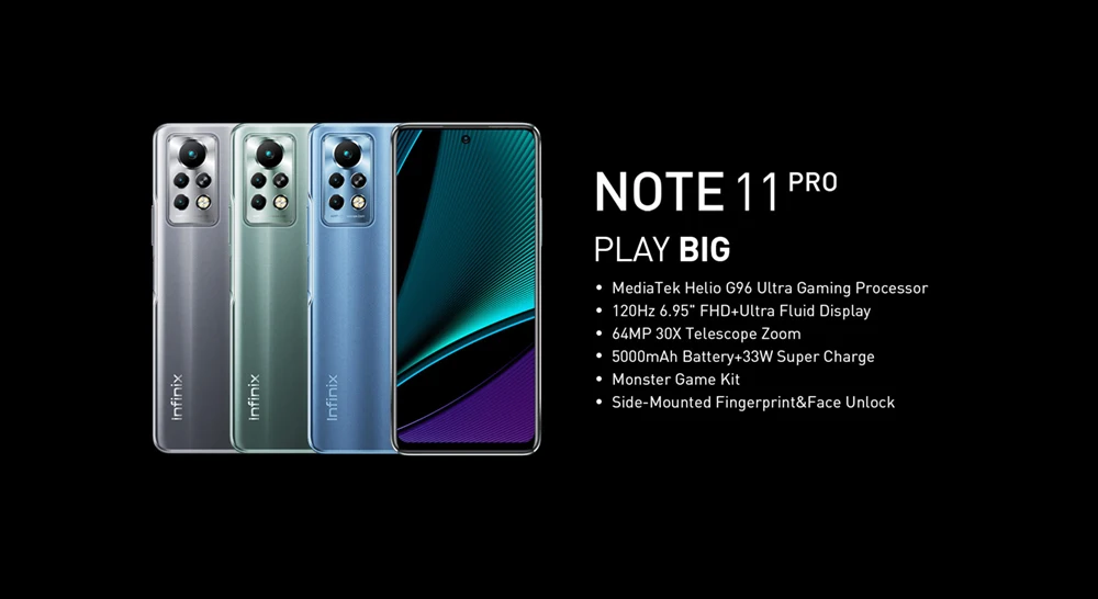 Global version Infinix NOTE 11 PRO 8GB 128GB 6.95'' Display Smartphone Helio G96 64MP Camera 33W Super Charge 120Hz Refresh Rate infinix mobile new model