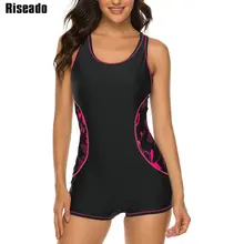 Riseado/ спортивный цельный купальный костюм с принтом, конкурентная одежда для плавания, черный купальный костюм в стиле пэчворк для мальчиков, купальный костюм