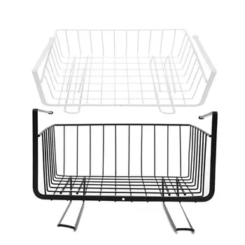 

Iron Cupboard Cabinet Door Organizer Rack Basket Hanging Under Shelf Storage Kitchen Storage Basket Rack Organizer