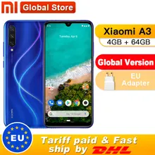 Глобальная версия Xiaomi mi мобильного телефона A3 mi A3 4 Гб 64 Гб 48 Мп+ 32 МП камера Восьмиядерный процессор Snapdragon 665 6,08" AMOLED экран
