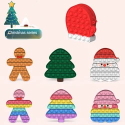 Sac à bandoulière en Silicone pour enfants, série de noël, chaussettes d'arbre du père noël, jouets, Pop créatif, doux, anti Stress, cadeaux 