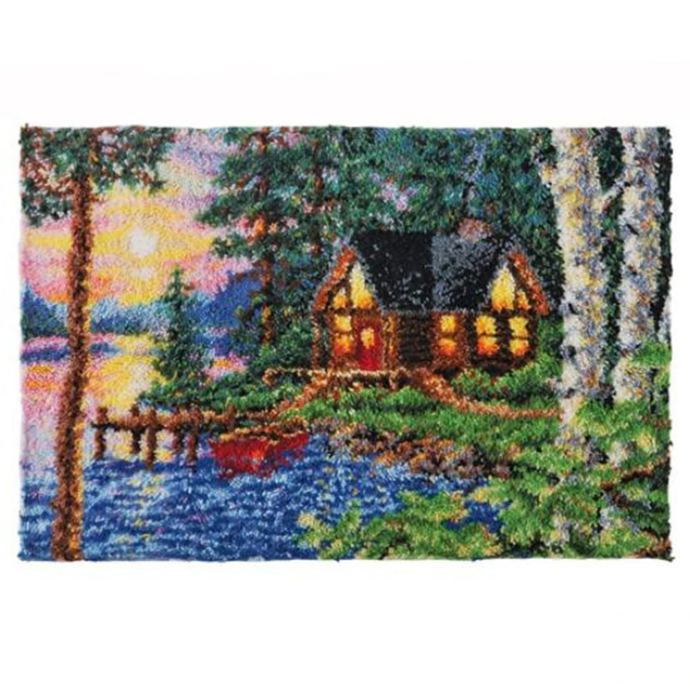 Large latch hook rug kits with Preprinted Pattern Embroidery plastic
