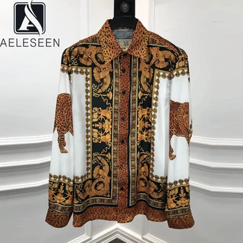

AELESEEN Runway Loose Style Blouse Women 2020 Spring High Quality Plus Size Blouse Flower Animal Print Shirt Top