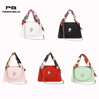 

Elegant Flower Women Messenger Shoulder Bag Leather Small Scarf Handbags
