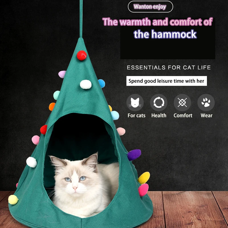 

Handwoven Tapestry Wall Hanging Christmas Tree Pet Cat Hammock Bed Cage Swing Living Room Home Decoration without Mat Drop Shipp