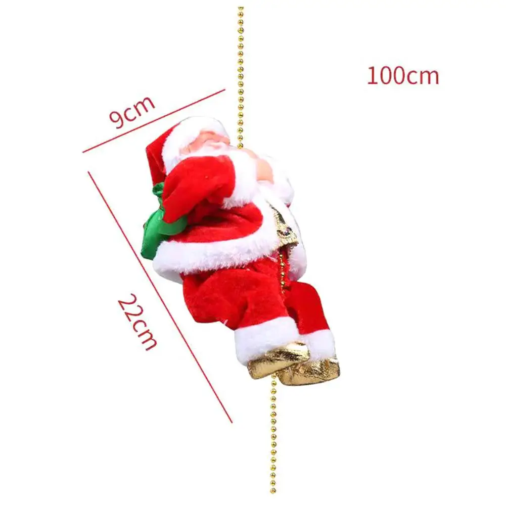 Santa Claus Climbing Beads Battery Operated Electric Climb Up And Down Climbing Santa With Light And Music Christmas Decoration
