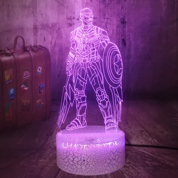 

Marvel The Avengers Captain America Night Light 3D Illusion LED RGB Colors Change Desk Lamp Kids Baby Sleep Light Birthday toys