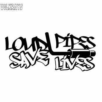 

Volkrays Funny Car Sticker Loud Pipes Save Lives Accessories Reflective Waterproof Sunscreen Vinyl Decal Black/Silver,4cm*14cm