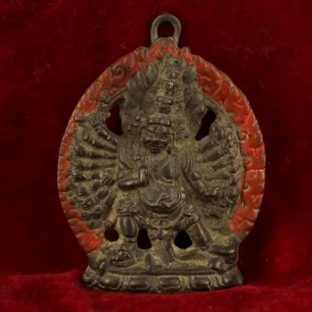 

wedding decoration Tibetan monastery collects old pure copper and handmade to create Daweide King Kong hangtag Buddha