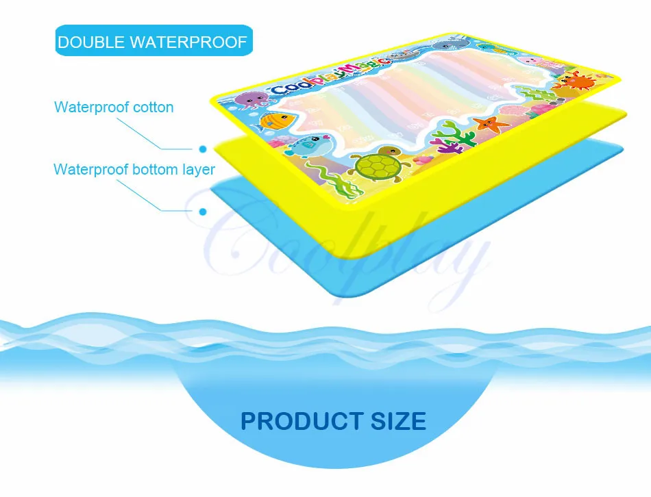 8 типов, 50x36 см, тематический водный коврик для рисования с 2 Волшебное водяное перо, коврик для рисования, развивающие игрушки, рождественский подарок