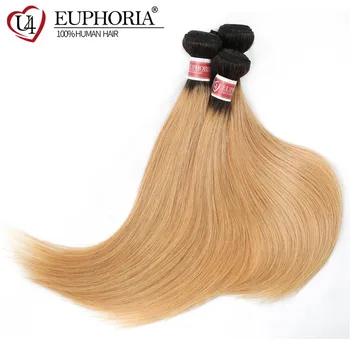 

Ombre Brown Colored Brazilian Straight Human Hair Weave Bundles T1B/27 30 Red Two Tone Color 100% Remy Hair Extensions EUPHORIA