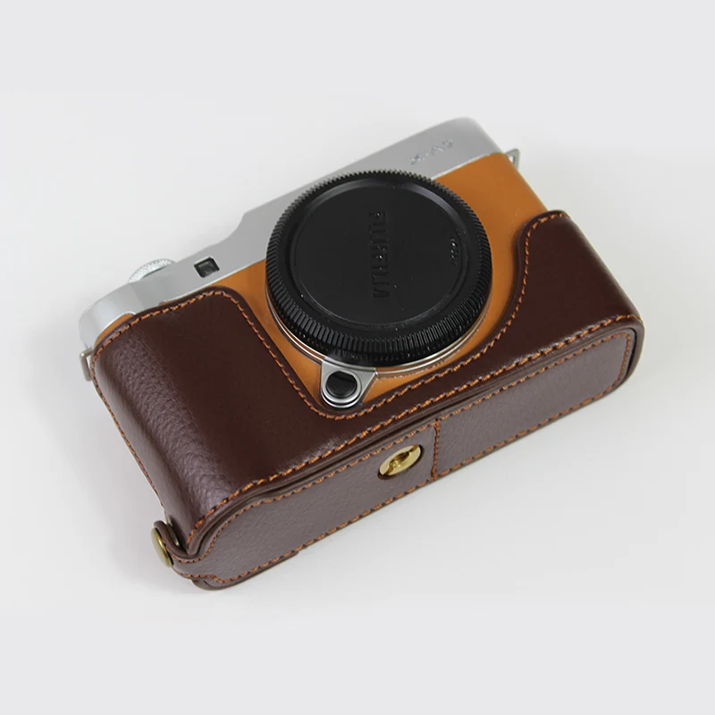 Натуральная кожа чехол Половина корпуса камеры Сумка для Fujifilm X-A7 FUJI XA7 с отверстием батареи