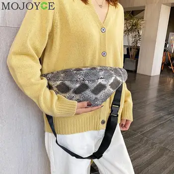 

Serpentine Women Fanny Chest Pack PU Leather Waist Belt Bag Fashion Snake Print Female Shoulder Crossbody Bag