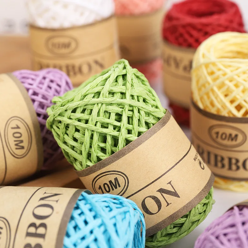 Color raffia yarn Double Strand Fine Paper Rope Hand Woven Flower Packaging Material DIY Painting Production Thread Decor Cords