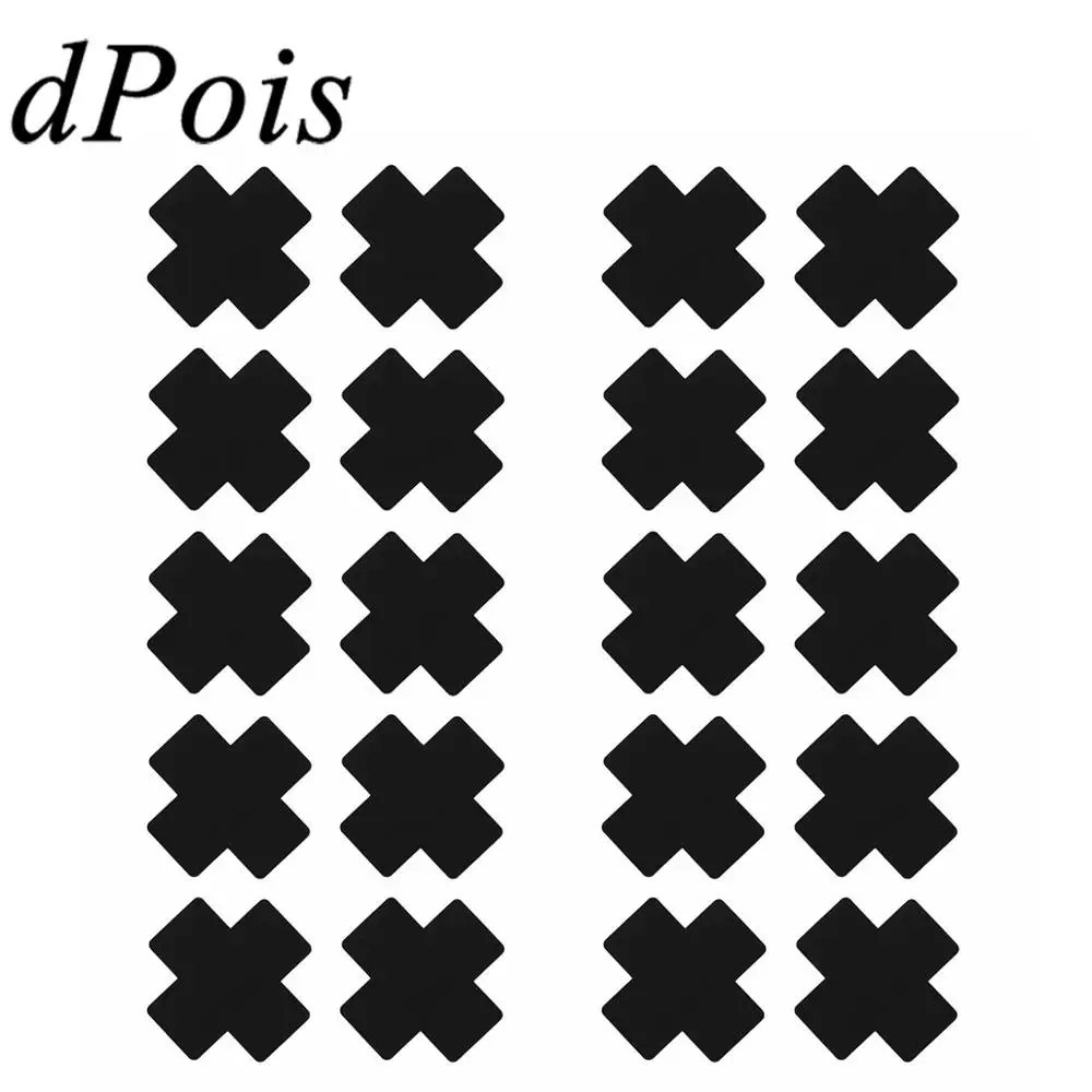 

20pcs Black Women Cross Shape Self-Adhesive Disposable Satin Nipple Cover Breast Pasties Stickers for Strapless Clothes Dress