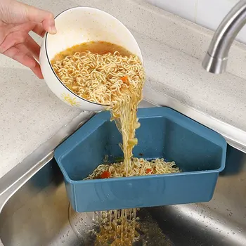 

Kitchen Shelves Sink Storage Hanging Basket Triangular Drain Basket Sink Filter Filter Drain Vegetable And Fruit Storage Rack