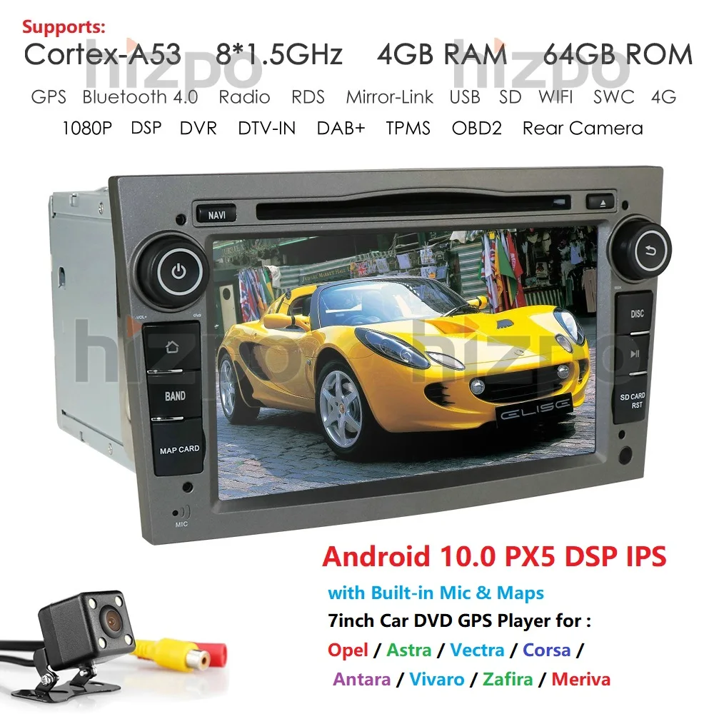 Ips DSP 4GB Android10.0 2 DIN Автомобильный gps для opel Vauxhall Astra H G J Vectra Antara Zafira Corsa Vivaro Meriva Veda dvd-плеер PX5