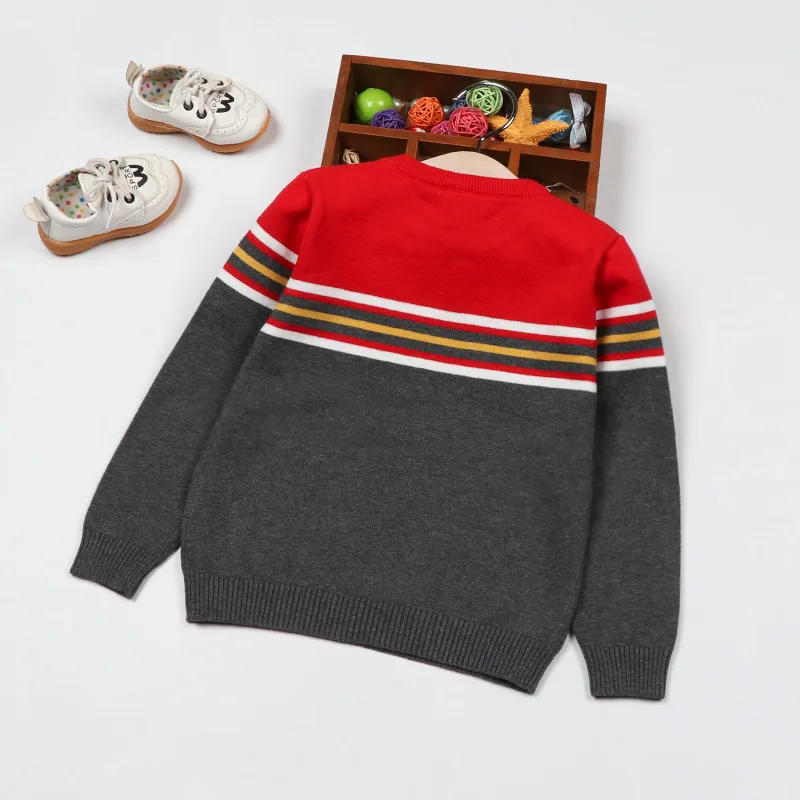 

Boys' Sweater 2019 Autumn And Winter New Style Infants Child Stripes Knit Low Waist Jersey Cotton CHILDREN'S Pullover