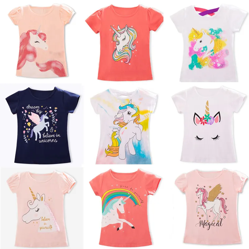 T-Shirts Unicorn Baby-Boy Kids Girl 8-Years Cotton Casual for Summer Tops Tees Children