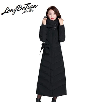 

Down 2020 Winter Jacket Female Slim Warm Coat Hooded X-Long Jackets For Women Parka Thick Outerwear manteau femme WYQ913