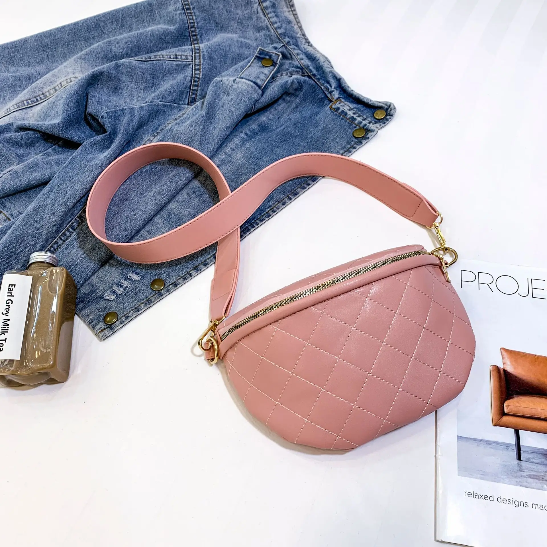 

2019 New Style Wallet PU Leather Rhombus Chain Chest Pack Korean-style Versatile Shoulder Bag WOMEN'S Bag