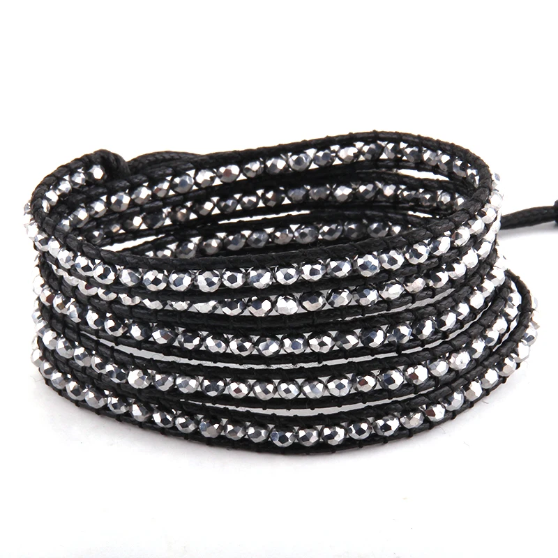 Fashion Women Jewelry Black/Brown Leather Bracelet Handmade