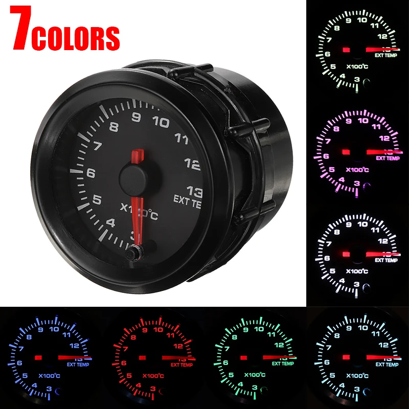Mayitr 1pc 52mm 12V Car Exhaust Gas EGT Temp Gauge LED Temperature Meter 7 Colors With Sensor | Автомобили и мотоциклы