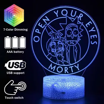 

Rick and Morty Action Figure Desk Lamp Cartoon Model 3D illusion Sleep Light Rick and Morty Toys Projection Lamp Holiday Gifts