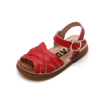 

2020 Fashion New Weave Leather Baby Toddler Breathable Sandals Childrens Girls Small Kids Soft Bottom Beach Shoes 1 2 3- 6 Years
