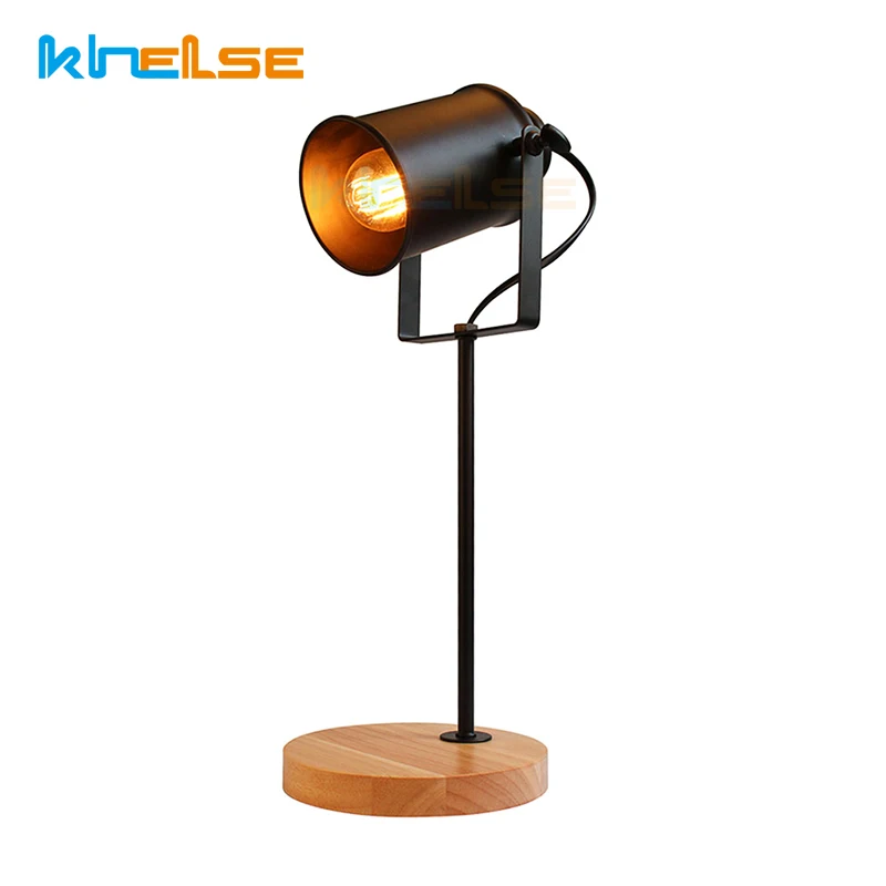 

Vintage Retro LED Table Lamp Wooden Adjustable Reading Desk Light Office Study Room Bedroom Bedside Home Indoor Decor Light