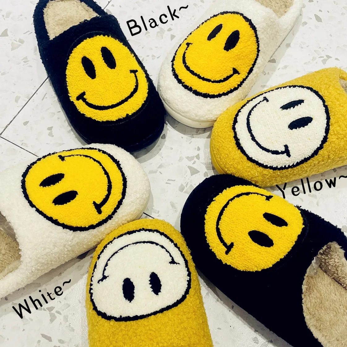 

Winter Womens'Slippers Fluffy Faux Fur Smile Face Household Slippers Shoes for Women 2021 Indoor Female Shoes house slippers