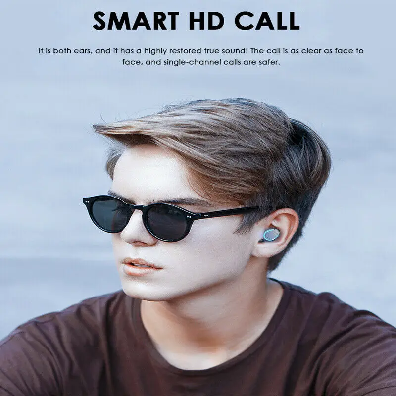 Bluetooth 5 0 Headset TWS Wireless Earphones Mini Stereo Music Gaming Earbuds LED Display Earphone Waterproof 2019