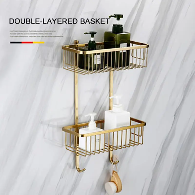 Smesiteli роскошный золотой набор оборудования для ванны 304 нержавеющая сталь матовый бумажный держатель полотенец мыльница, ванная продукт - Цвет: 2 Square Basket