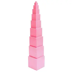 Деревянные игрушки для математики, розовая башня, твердая деревянная площадь 0,7-7 см, раннее Дошкольное образование, подарок на день детей